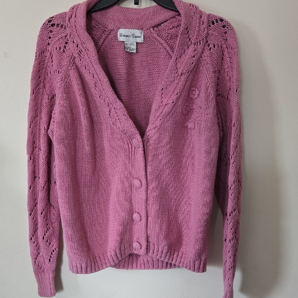 Bonnie Evans Sweaters - Vintage Bonnie Evans Cardigan Sz Large. Pink Mauve Rose Sweet Feminine Romantic